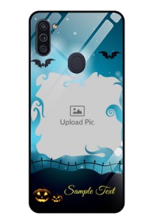 Galaxy M11 Custom Glass Phone Case - Halloween frame design