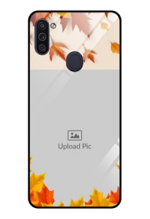 Galaxy M11 Photo Printing on Glass Case - Autumn Maple Leaves Design