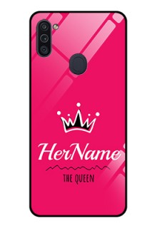 Galaxy M11 Glass Phone Case Queen with Name