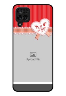 Galaxy M12 Custom Glass Mobile Case - Red Love Pattern Design