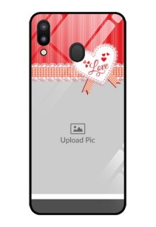 Galaxy M20 Custom Glass Mobile Case - Red Love Pattern Design