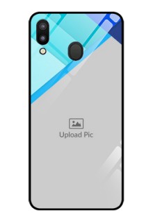 Galaxy M20 Custom Glass Phone Case - Blue Pattern Design