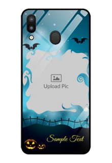 Galaxy M20 Custom Glass Phone Case - Halloween frame design