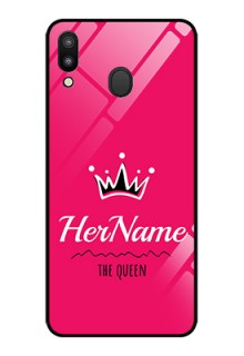 Galaxy M20 Glass Phone Case Queen with Name