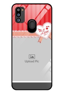 Galaxy M21 2021 Edition Custom Glass Mobile Case - Red Love Pattern Design