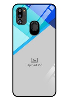 Galaxy M21 2021 Edition Custom Glass Phone Case - Blue Pattern Design