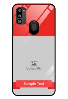 Galaxy M21 2021 Edition Custom Glass Phone Case - Simple Red Color Design