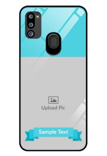 Galaxy M21 2021 Edition Personalized Glass Phone Case - Simple Blue Color Design
