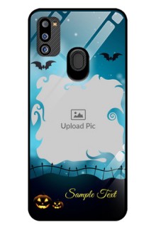 Galaxy M21 2021 Edition Custom Glass Phone Case - Halloween frame design