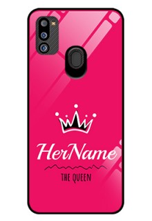Galaxy M21 2021 Edition Glass Phone Case Queen with Name
