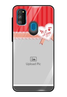 Galaxy M21 Custom Glass Mobile Case  - Red Love Pattern Design