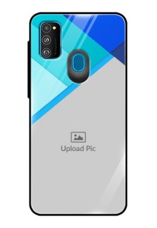 Galaxy M21 Custom Glass Phone Case  - Blue Pattern Design
