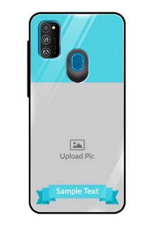 Galaxy M21 Personalized Glass Phone Case  - Simple Blue Color Design