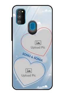 Galaxy M21 Custom Glass Mobile Case  - Blue Color Couple Design 