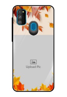 Galaxy M21 Photo Printing on Glass Case  - Autumn Maple Leaves Design