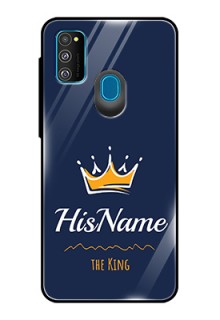 Galaxy M21 Glass Phone Case King with Name