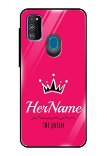 Galaxy M21 Glass Phone Case Queen with Name