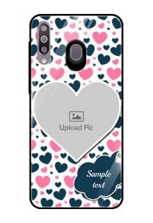 Samsung Galaxy M30 Custom Glass Phone Case  - Pink & Blue Heart Design