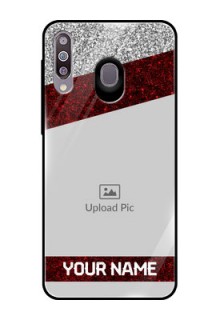 Samsung Galaxy M30 Personalized Glass Phone Case  - Image Holder with Glitter Strip Design