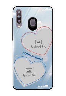 Samsung Galaxy M30 Custom Glass Mobile Case  - Blue Color Couple Design 