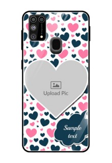 Galaxy M31 Custom Glass Phone Case  - Pink & Blue Heart Design