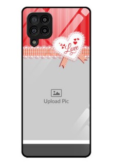 Galaxy M32 4G Custom Glass Mobile Case  - Red Love Pattern Design