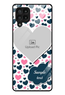 Galaxy M32 4G Custom Glass Phone Case  - Pink & Blue Heart Design