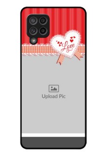 Galaxy M42 5G Custom Glass Mobile Case - Red Love Pattern Design