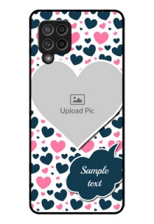 Galaxy M42 5G Custom Glass Phone Case - Pink & Blue Heart Design
