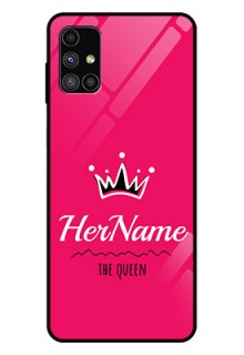 Galaxy M51 Glass Phone Case Queen with Name