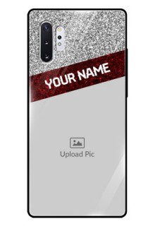Samsung Galaxy Note 10 Plus Personalized Glass Phone Case  - Image Holder with Glitter Strip Design