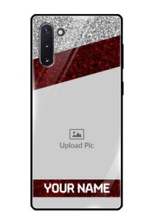 Galaxy Note 10 Personalized Glass Phone Case  - Image Holder with Glitter Strip Design