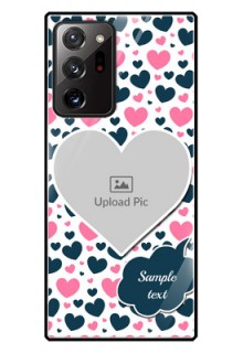 Galaxy Note 20 Ultra Custom Glass Phone Case  - Pink & Blue Heart Design