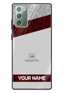 Galaxy Note 20 Personalized Glass Phone Case  - Image Holder with Glitter Strip Design