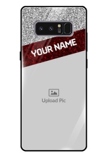 Galaxy Note 8 Personalized Glass Phone Case  - Image Holder with Glitter Strip Design