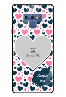 Galaxy Note 9 Custom Glass Phone Case  - Pink & Blue Heart Design