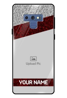 Galaxy Note 9 Personalized Glass Phone Case  - Image Holder with Glitter Strip Design