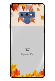 Galaxy Note 9 Photo Printing on Glass Case  - Autumn Maple Leaves Design