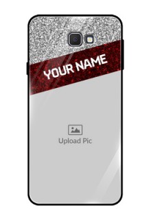 Samsung Galaxy On Prime Personalized Glass Phone Case  - Image Holder with Glitter Strip Design