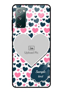 Galaxy S20 FE 5G Custom Glass Phone Case  - Pink & Blue Heart Design