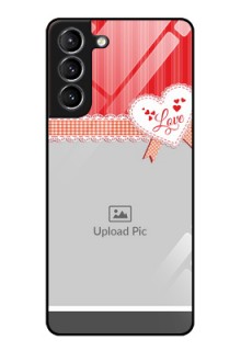 Galaxy s21 Plus Custom Glass Mobile Case  - Red Love Pattern Design