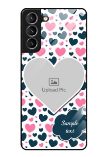 Galaxy s21 Plus Custom Glass Phone Case  - Pink & Blue Heart Design
