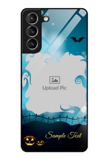 Galaxy s21 Plus Custom Glass Phone Case  - Halloween frame design