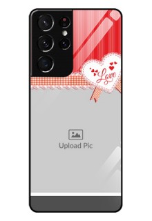 Galaxy S21 Ultra Custom Glass Mobile Case  - Red Love Pattern Design