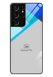 Galaxy S21 Ultra Custom Glass Phone Case  - Blue Pattern Design
