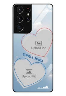 Galaxy S21 Ultra Custom Glass Mobile Case  - Blue Color Couple Design 