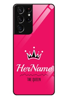 Galaxy S21 Ultra Glass Phone Case Queen with Name