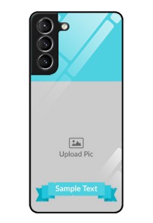 Galaxy S21 Personalized Glass Phone Case  - Simple Blue Color Design