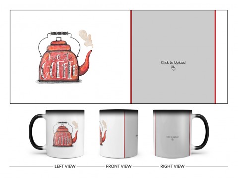 Coffee Jar With Hot Coffees Text For Coffee Lovers Design On Magic Black Mug