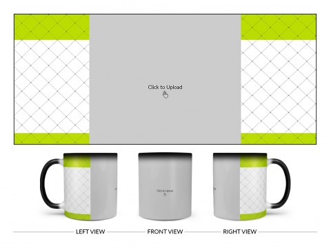 Green borders With Dotted Line Background Design On Magic Black Mug